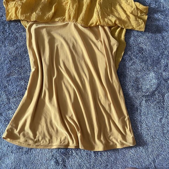 Naif Mustard Yellow Top Cold Shoulder Boho Blouse With Under Cami Size Medium - Picture 5 of 5